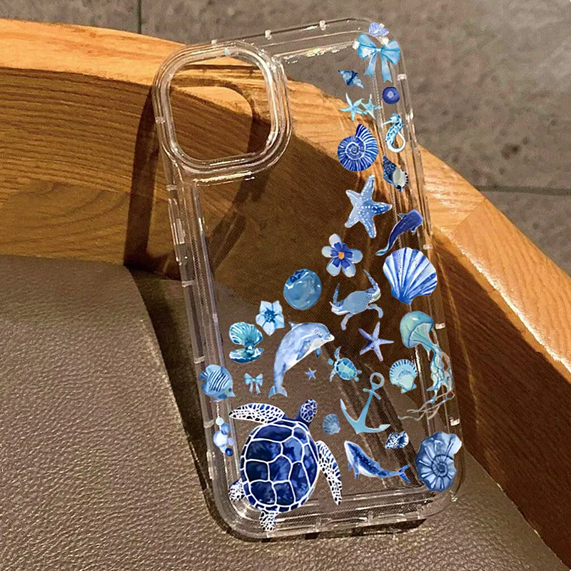Funda de teléfono transparente con elementos marinos de verano para iPhone 11, 12, 13, 14, 15, 16, 17 Pro Max 17 Air 16e 16 Plus, funda suave - imagen 2