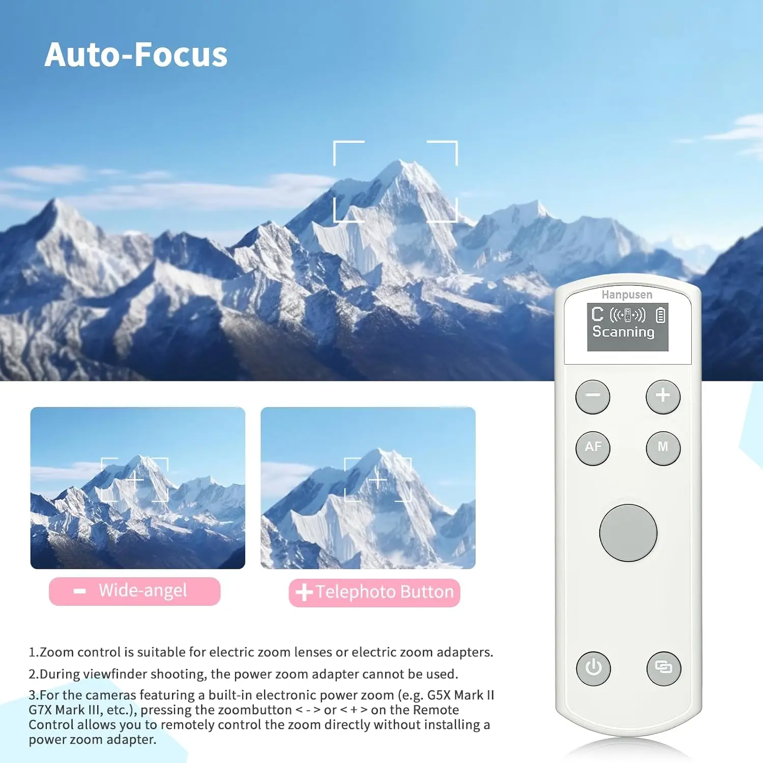 Hanpusen BR-3C Control remoto inalámbrico multifunción recargable para Canon R RP R5 R8 R50 R100 M50 M200 M6II 6DII G7X3 G5X2 - imagen 4