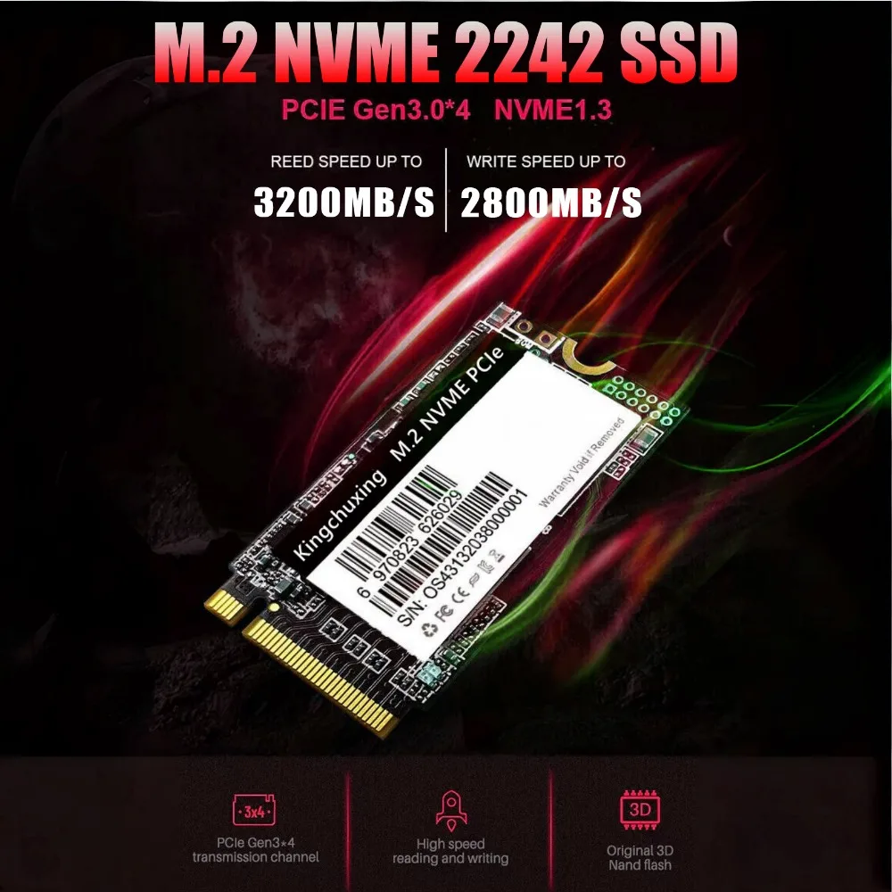 Kingchuxing M.2 2242 NVMe PCIe3.0 SSD 1TB 512GB 256GB para portátil unidad de estado sólido de alta velocidad de escritorio - imagen 3