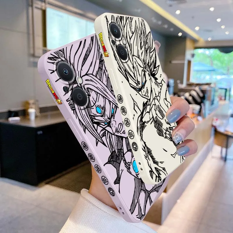 D-Dragon Ball Goku Vegeta funda artística para OPPO Reno 8 7 A96 A78 A74 A72 A58 A53 A40 Lite 5G funda de teléfono con cuerda izquierda líquida - imagen 2