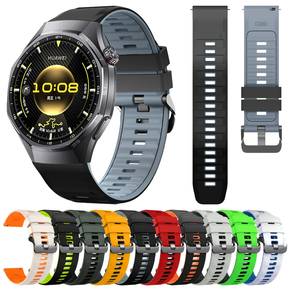 Correa de silicona de dos tonos de 22mm para HUAWEI Watch GT6 5 Pro Bands Watch 5 GT 4-3-SE-2 46mm Garmin Forerunner 265 255 pulsera de música