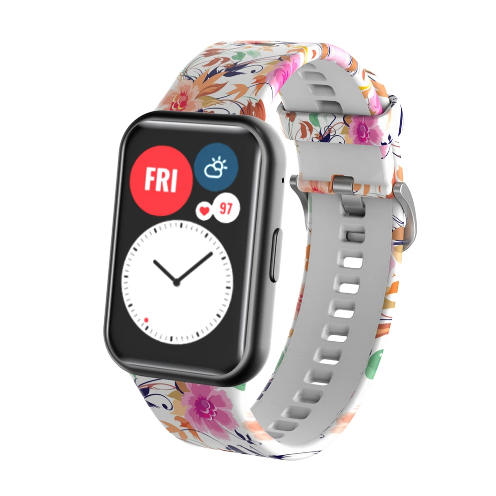 Correa de silicona impresa para Huawei Watch Fit/Fit nueva correa de repuesto para Huawei Watch Fit Edición especial - imagen 5