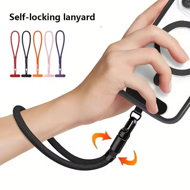 Universal Adjustable Mobile Phone Self-locking Anti-loss Lanyard for iPhone Samsung Short Wrist Strap Durable Cell Phone Strap