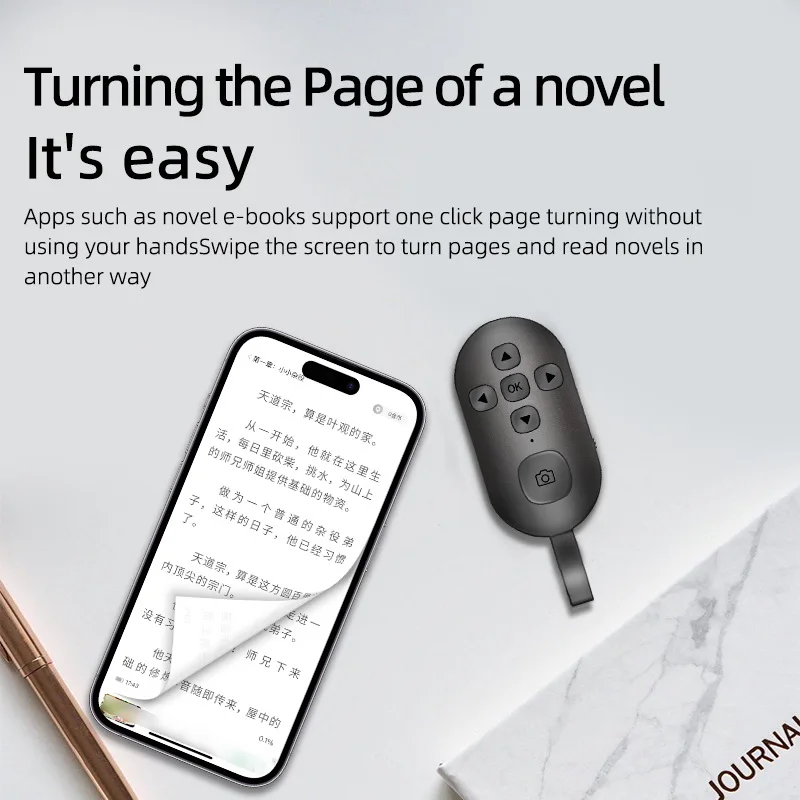 Mando a distancia Bluetooth 5,0, botón controlador inalámbrico para teléfono móvil, Selfie, disparador, Tik Tok, giro de página de libro electrónico - imagen 4