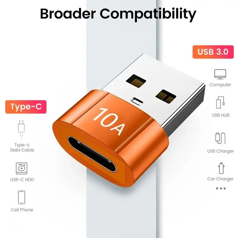 Adaptador OTG USB 3,0 a tipo C 10A, convertidor tipo C hembra a USB macho, transferencia de datos de carga rápida para Macbook Xiaomi Samsung - imagen 2
