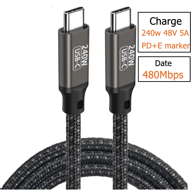 Cable USB4 de 240W, 8K, 60Hz, tipo C, Gen3, 100w, Gen2, 40gbps, carga rápida, Thundebolt 4, Cable de datos con todas las funciones, compatible con 6K, 5K para Macbook - imagen 4