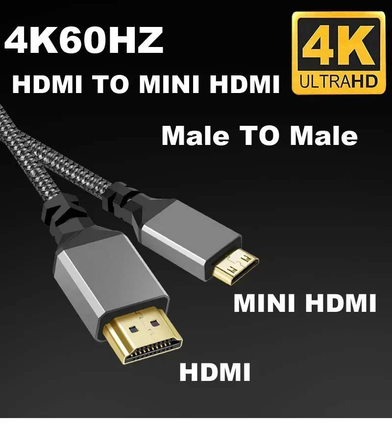 4K @ 60HZ trenza de nailon HD Compatible V2.0 HDMI a MINI HDMI extensión MINIHDMI Cable de enchufe macho a macho 1M/1,5 M/2M/3M/5M/10m hdtv tv - imagen 5