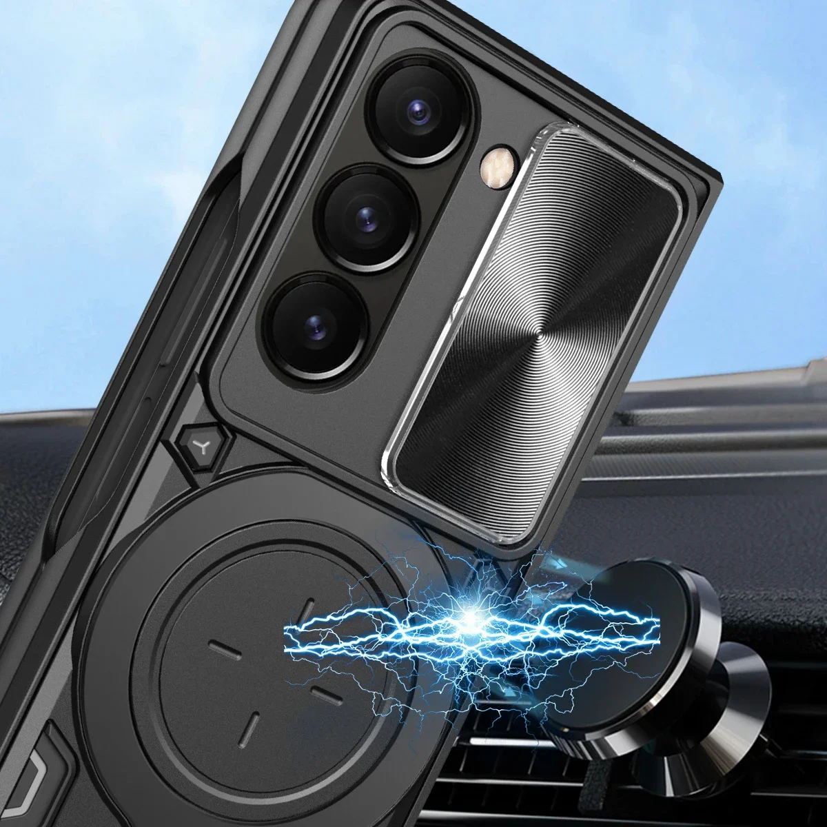 Para Samsung Fold6 Fold5 Fold4 tapa de lente de cámara anillo magnético giratorio funda de teléfono con tapa - imagen 4