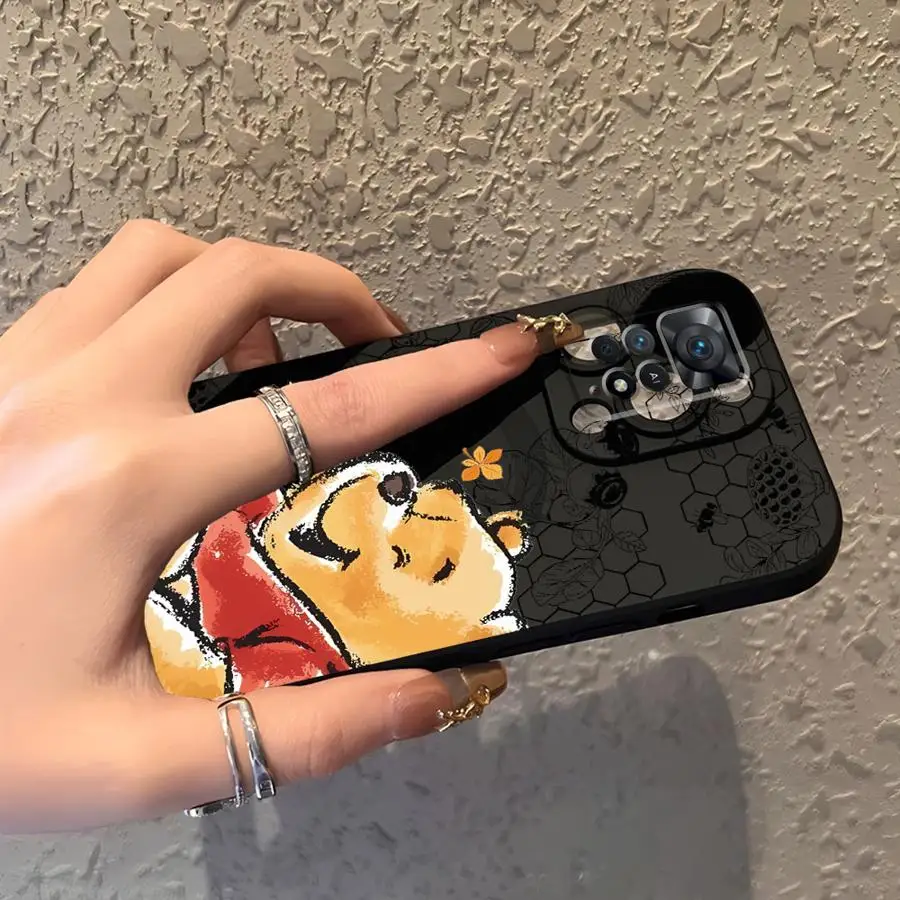 Funda para Xiaomi Redmi Note 10S 13 14 Pro Plus 11s 9S 9 10 11 12 Pro 12s 7 8 cubierta de teléfono suave negra Disney Winnie The Pooh - imagen 5
