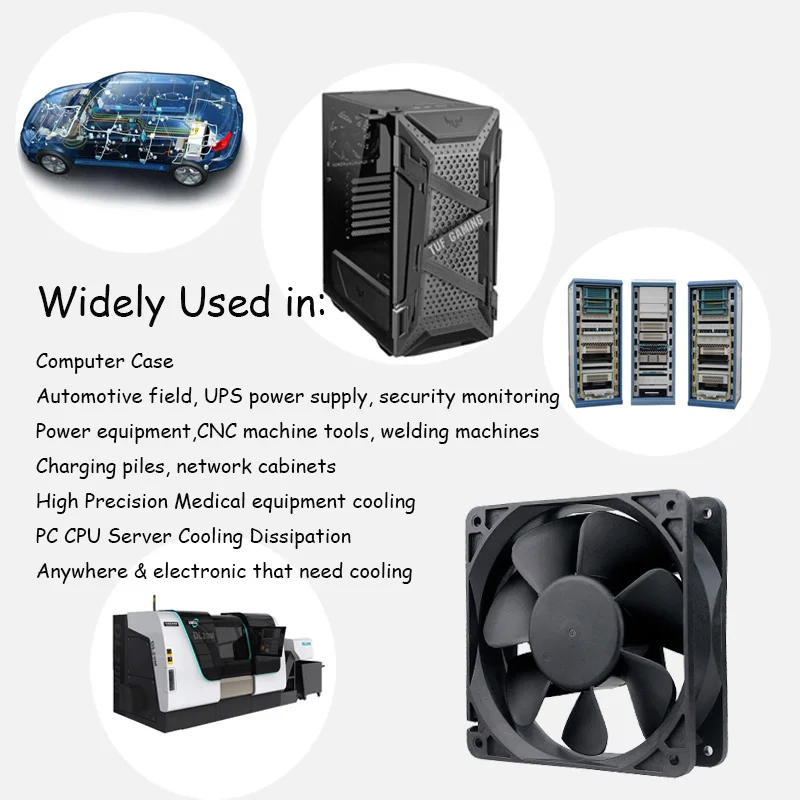 12038 12cm 4,72 pulgadas ventilador DC 12V/24V 0.5A 2 pines doble rodamiento de bolas chasis servidor fuente de alimentación ventilador de refrigeración - imagen 4