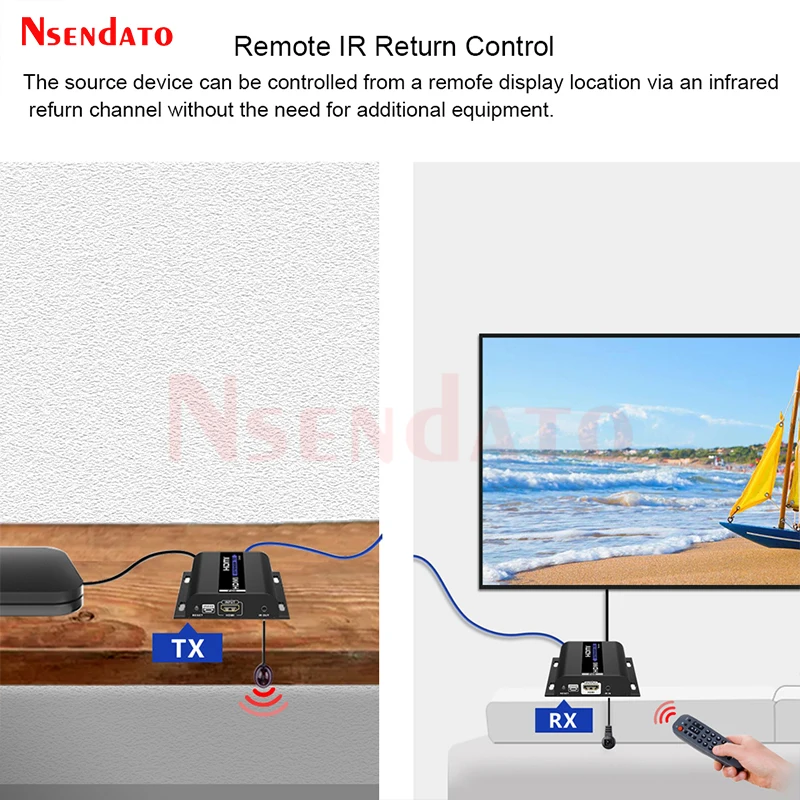 LKV383POE V5.0 1080p @ 60Hz 120M HDM POE extensor sobre IP Cat6 Ethernet Switch HDMI Video transmisor y receptor Kit para PC TV - imagen 3