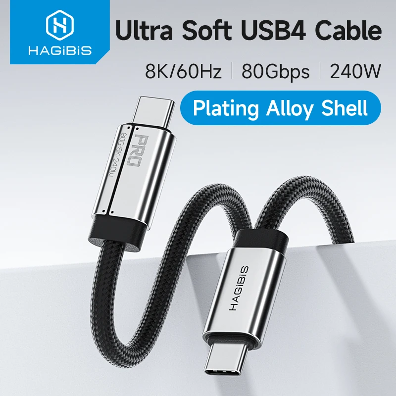 Hagibis USB C a USB C Cable de función completa Super suave USB4 80Gbps 8K 240W Cable de carga rápida para Thunderbolt 4/5 iPhone portátil - imagen 2