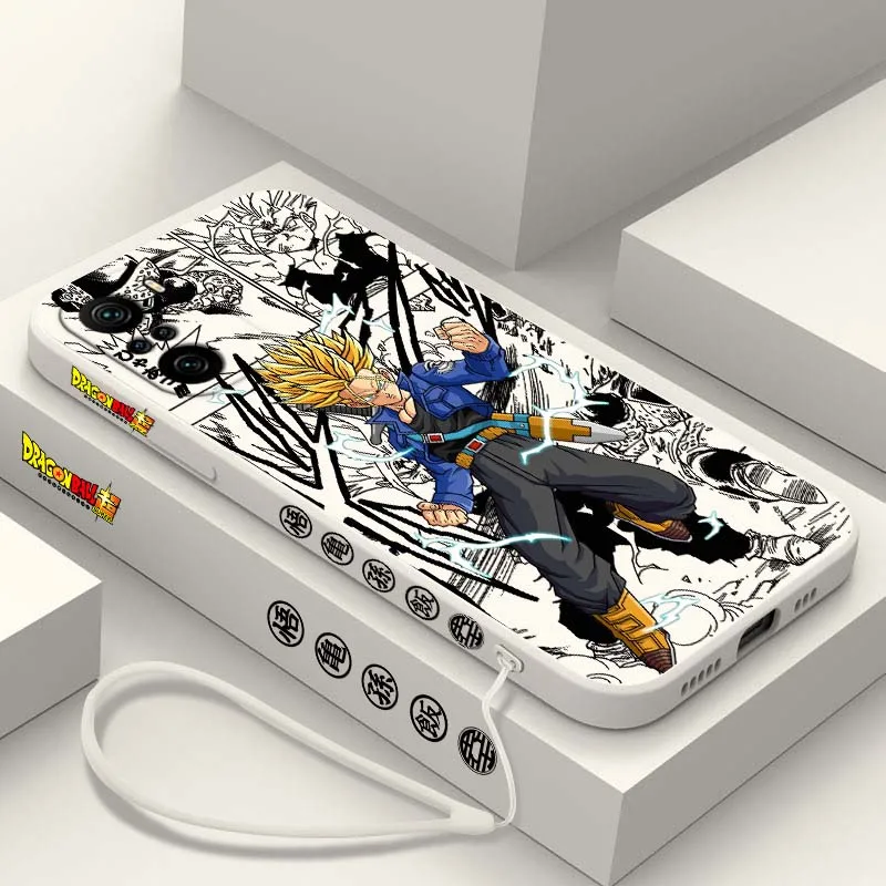 D-Dragon Ball Anime Trunks para Xiaomi Redmi Note 14 13 12 11 10 9 8 Pro Plus 4G 5G cubierta de la caja del teléfono de cuerda izquierda líquida - imagen 4
