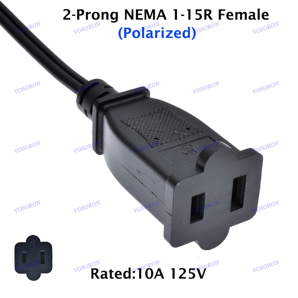 Cable de alimentación de extensión de 2 puntas, Cable de alimentación macho/hembra de EE. UU. Para NEMA 5-15P a NEMA 5-15R - imagen 5