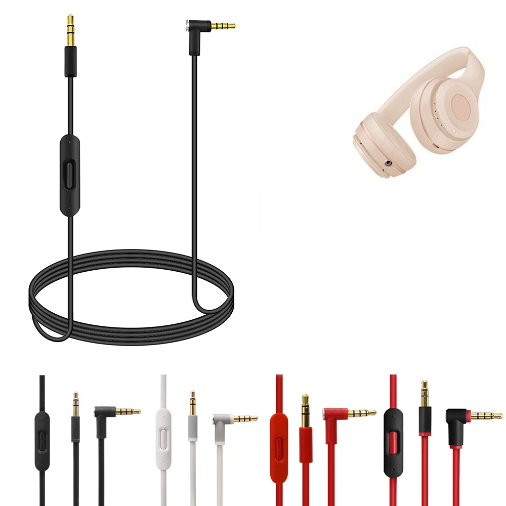 Cable de Audio auxiliar de 3,5mm, Cable de extensión de auriculares con micrófono en línea y Control para Beats by Dr Dre Solo Studio Pro