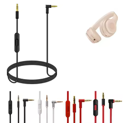 Cable de Audio auxiliar de 3,5mm, Cable de extensión de auriculares con micrófono en línea y Control para Beats by Dr Dre Solo Studio Pro