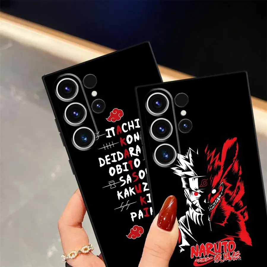 Funda artística con logotipo de Akatsuki de dibujos animados para Samsung Galaxy S25 Edge S23 Ultra S20 S24 Plus S21 FE, funda de teléfono suave negra - imagen 5