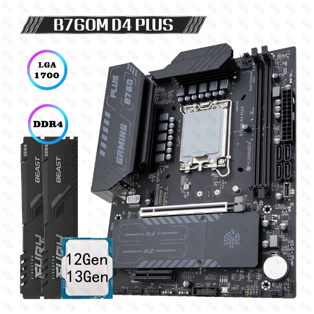 Juego de placa base B760M ARGB con CPU de 12/13 Gen Core DDR4 3200MHz doble canal 3 * M2 PCIE4.0 2,5G red opcional CPU RAM Kit