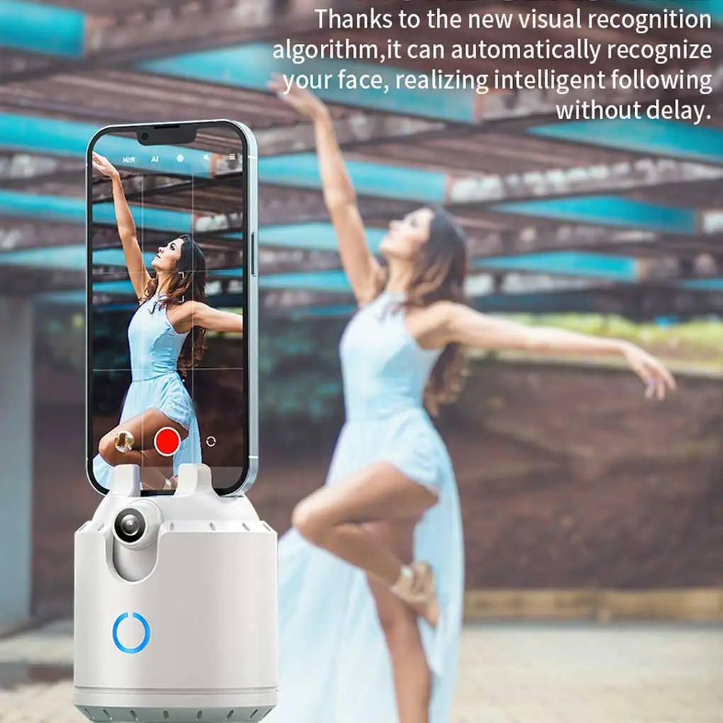 Trípode para cámara de seguimiento facial automático, palo de Selfie, artefacto de seguimiento, reconocimiento de caras, gesto para teléfono, accesorios blancos