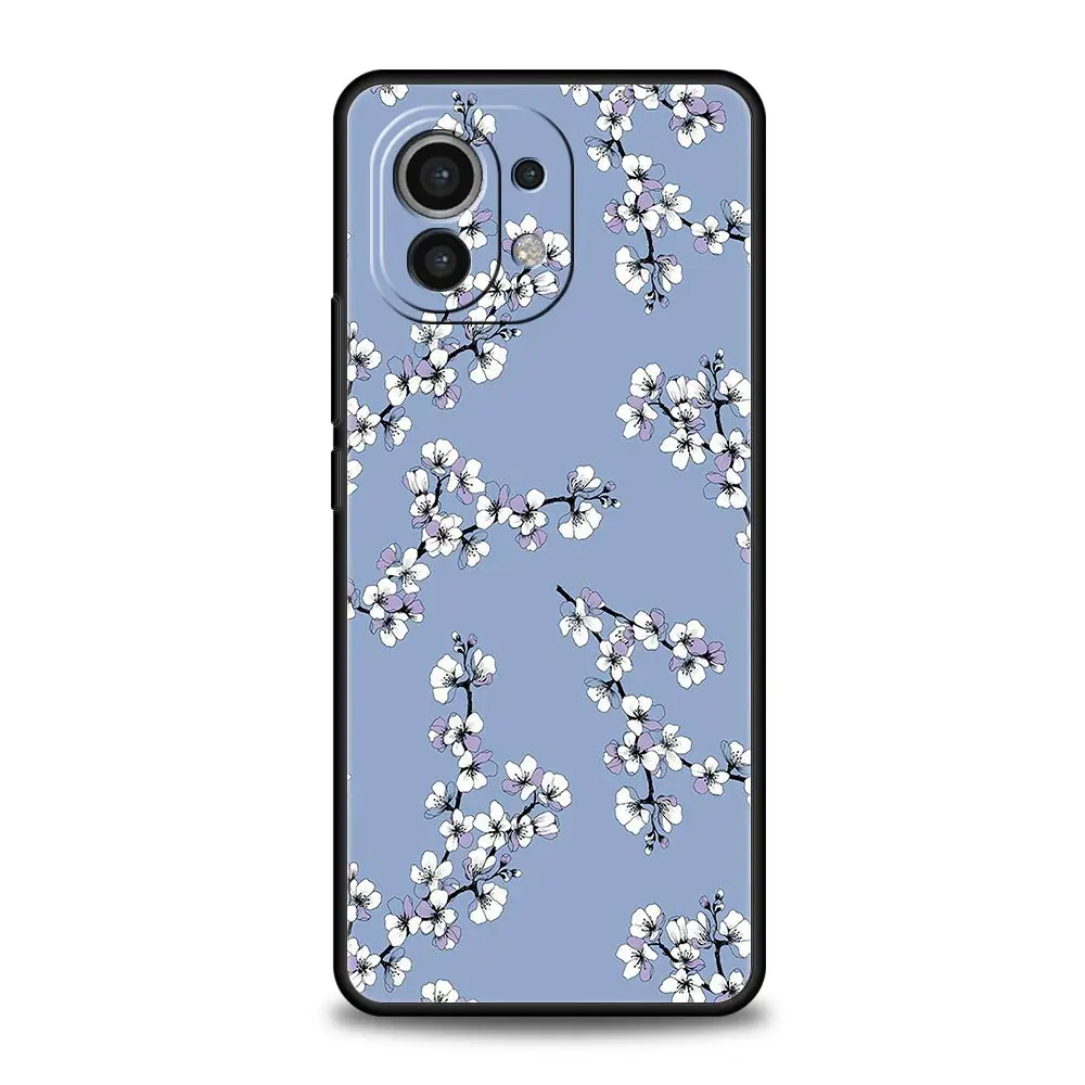 Funda de teléfono para Xiaomi Mi 14, 13, 12, 11 Lite, 13T, 12T, 11x, 11T, 10T Pro, 9T, Note 10 Lite, de silicona suave funda negra, flor 12 - imagen 3