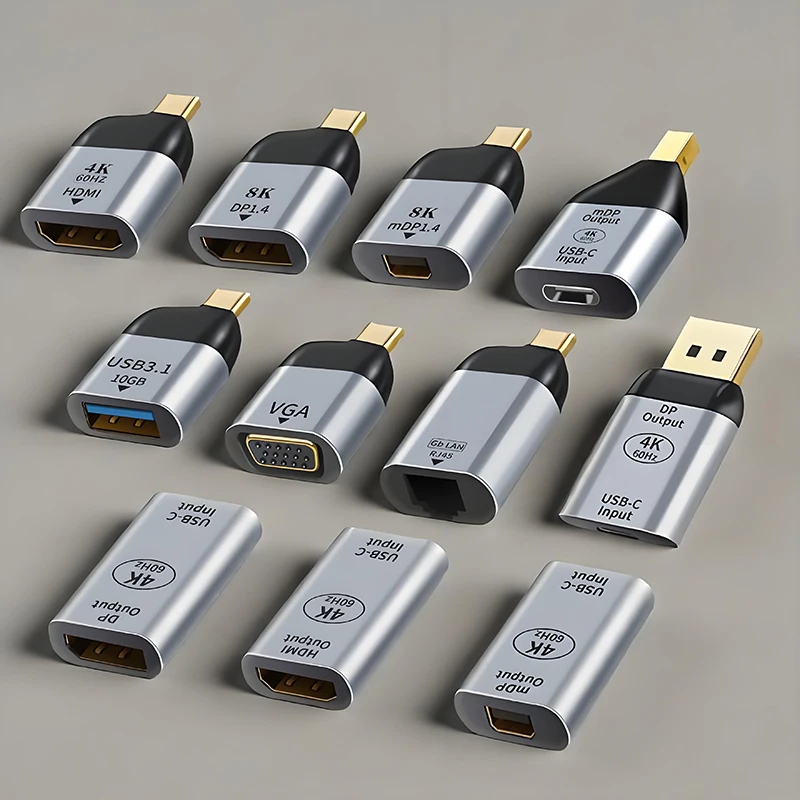 1 Uds USB TYPE-C a HDMI/MiniDP/DP/VGA/RJ45 conector adaptador macho hembra 4K 8K 60Hz para ordenador portátil MacBook TV Box PS5 Switch Galaxy - imagen 2
