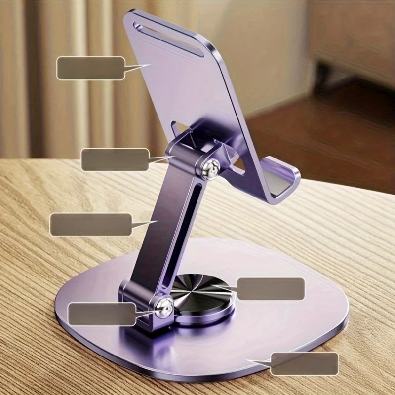 Soporte Universal de Metal giratorio de 360 grados para teléfono, soporte de escritorio Ideal portátil plegable para teléfonos inteligentes y tabletas en mesa de escritorio - imagen 2