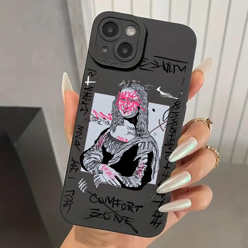 Funda de silicona Mona Lisa estética Graffiti Art para Xiaomi Poco X6 M6 F5 X5 X3 Pro Mi 14 13 12 11 Lite 5G 12T 11T 13T Pro