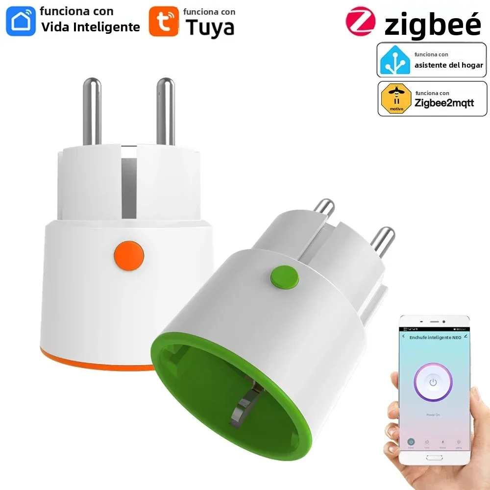 Tuya ZigBee 3,0 16A enchufe de la UE hogar inteligente 3680W Monitor de potencia temporizador medidor compatible con la aplicación Homekit Alexa Google Assistant