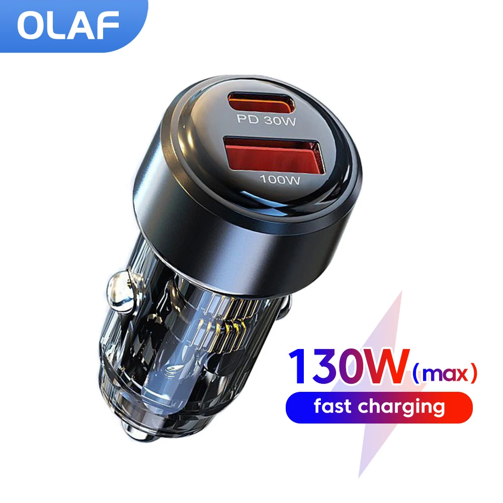 Encendedor de cargador de coche USB de 100W carga rápida para OPPO Huawei Xiaomi PD30W tipo C cargador de teléfono de coche para iPhone 16 15