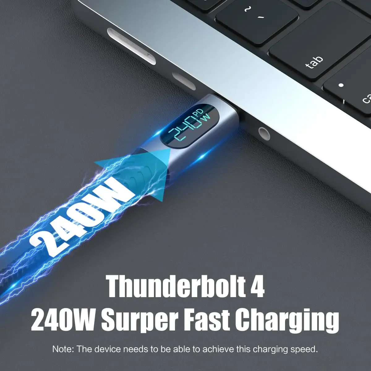 Thunder-bolt 4 Compatible con Cable USB4 con pantalla LED compatible con 8K @ 60Hz 40Gbps 240W USB C PD carga para lPhone 16 Mac - imagen 5