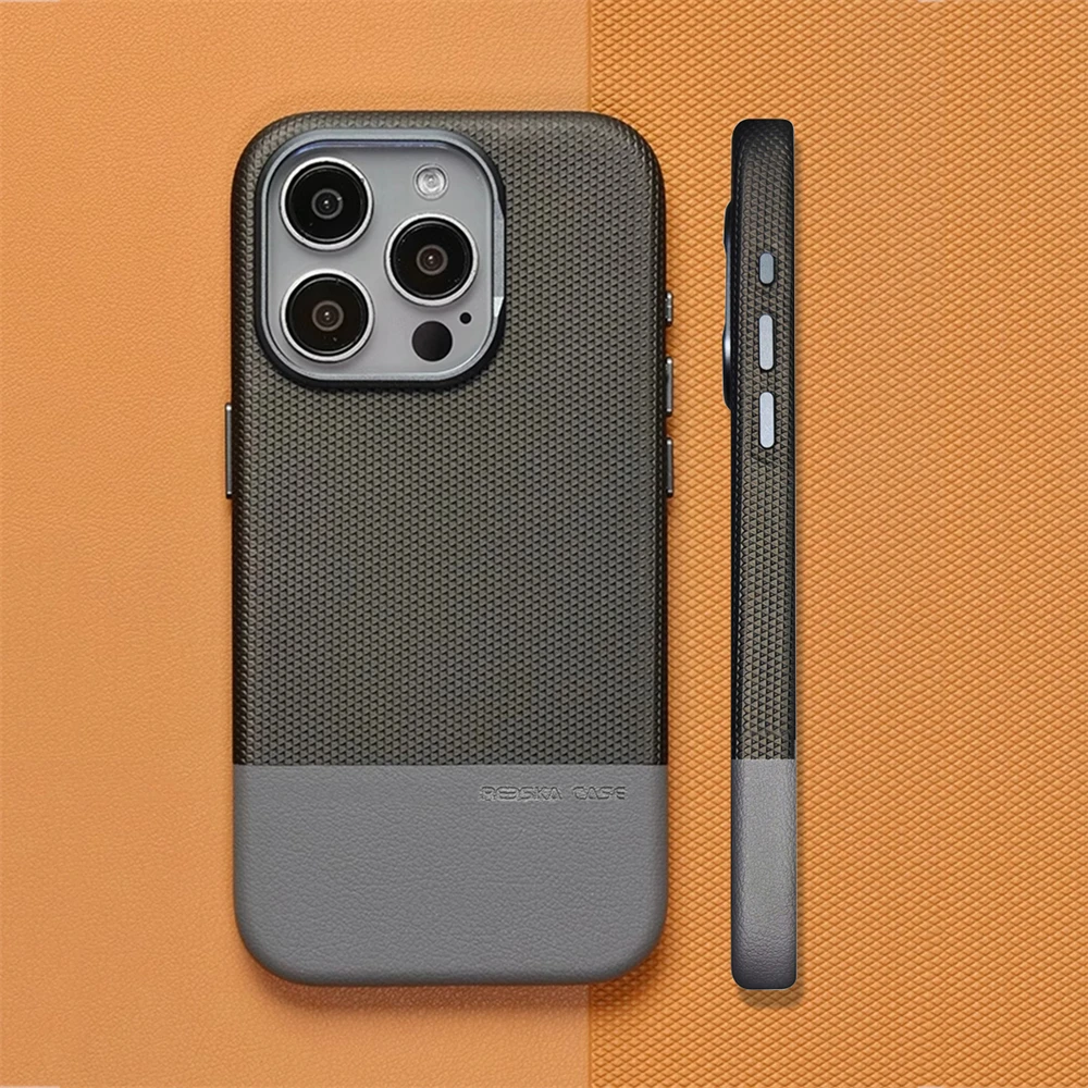 Funda magnética de cuero con relieve de Color para iPhone 17 Air 16 15 14 13 Pro Max MagSafe, cubierta de lente de aleación a prueba de golpes - imagen 2