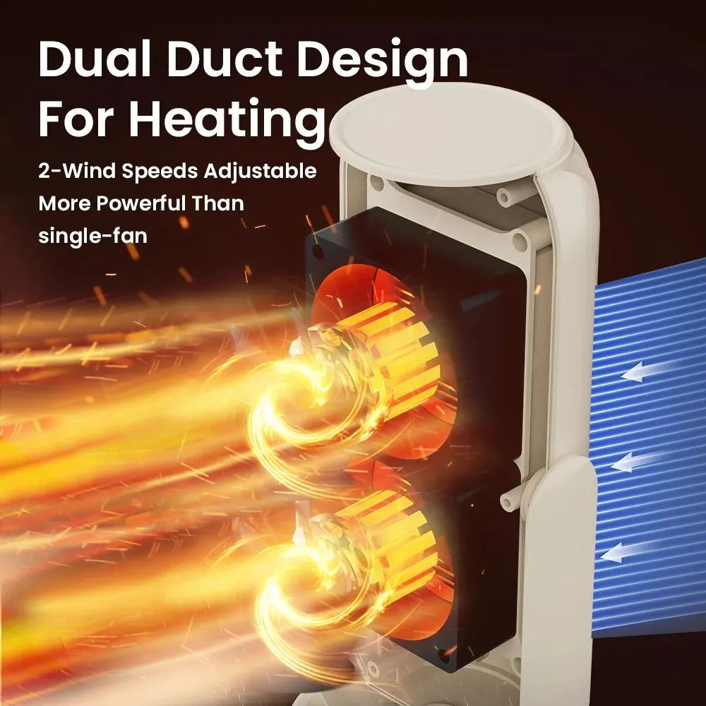 Calentador de espacio de cerámica PTC portátil con termostato, calentador eléctrico para oficina interior, escritorio y uso doméstico, sacudida de cabeza de 90 ° - imagen 5