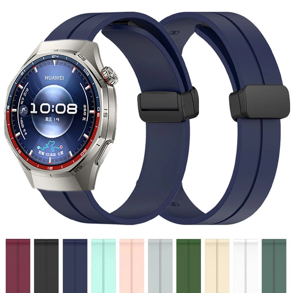 Correa de silicona de 20mm y 22mm para HUAWEI WATCH GT 6 5 Pro/GT6/GT5/WATCH 5 4Pro, pulsera con hebilla magnética para Honor MagicWatch 2
