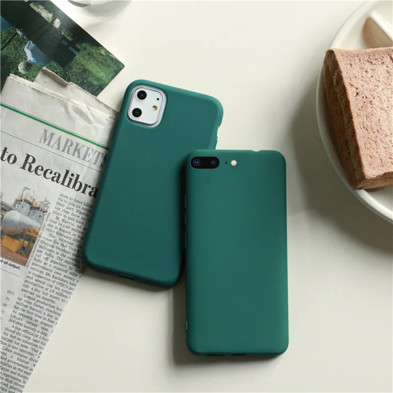 Funda de teléfono mate verde oscuro para iphone 14, 13, 12, mini, 11 Pro, XS Max, XR X 8, 7, 6S, 6 Plus, fundas de silicona, funda suave de TPU de Color sólido - imagen 4
