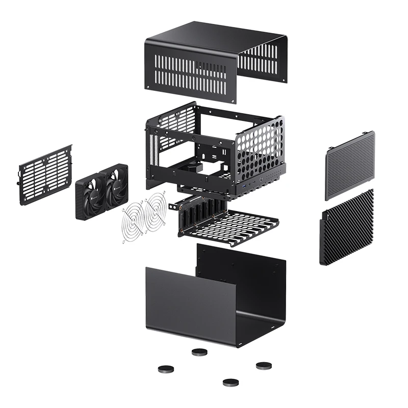 JONSBO N3 Mini NAS Case ITX Mini Aluminio con Soporte de Placa de Acero Enfriador de CPU de 130 mm Dos ventiladores de 100 × 25 mm son estándar - imagen 5