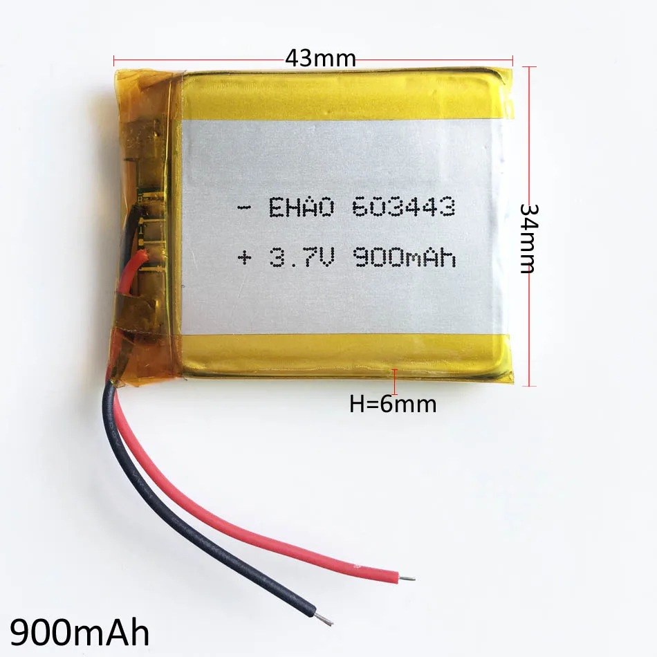 10 PCS 3.7V 900mAh Batería recargable LiPo de polímero de litio 603443   Para Mp3 teléfono móvil DVD Bluetooth altavoz grabadora MP4 - imagen 4