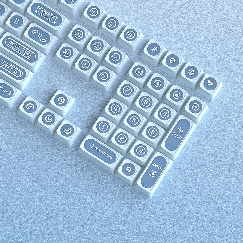 Tapa de tecla transparente de ojo de gato azul de 136 teclas, teclas Sub de tinte brillante con perfil de cereza para teclado mecánico 60% 65% 80% 100% - imagen 5