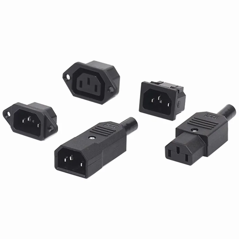 Conector de clavija de acoplamiento IEC320 10A 250V negro macho hembra conector C13 C14 enchufe recargable Konektor enchufe de CA de 3 pines - imagen 3