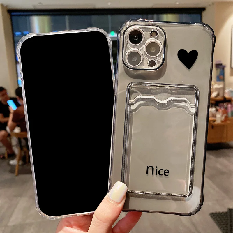 Funda de teléfono de silicona con tarjetero para iPhone 17 Pro Max Fundas iPhone 11 13 16 14 15 12 16E XR X Xs 7 8 Plus SE Love Heart Cover - imagen 3