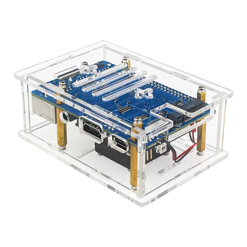 Caja acrílica Orange Pi 4A, carcasa protectora transparente, refrigeración pasiva activa, ventilador opcional para Orange Pi 4A - imagen 5