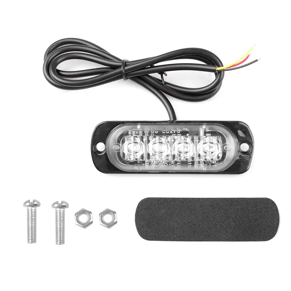 4LED luz de advertencia estroboscópica para coche parrilla intermitente avería luz de emergencia camión remolque baliza lámpara LED luz lateral policía ámbar rojo - imagen 5