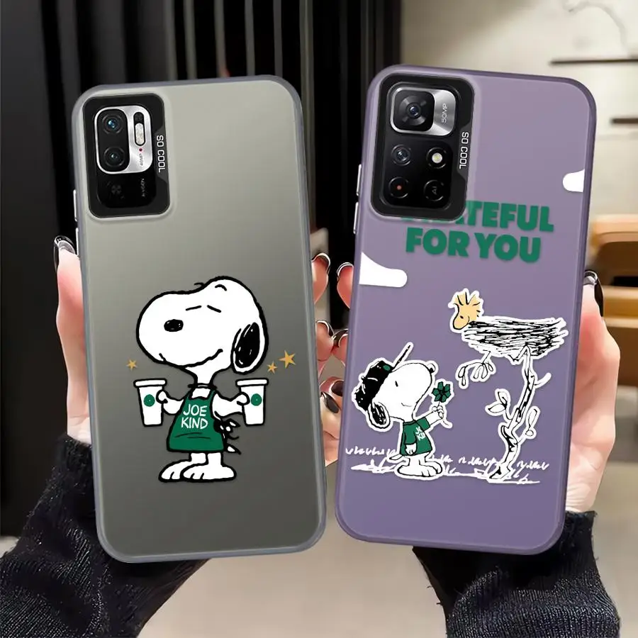 Funda de café con dibujos animados bonitos S-S-noopyS para Xiaomi Mi 11 Lite 12T Pro 13T, funda trasera para teléfono