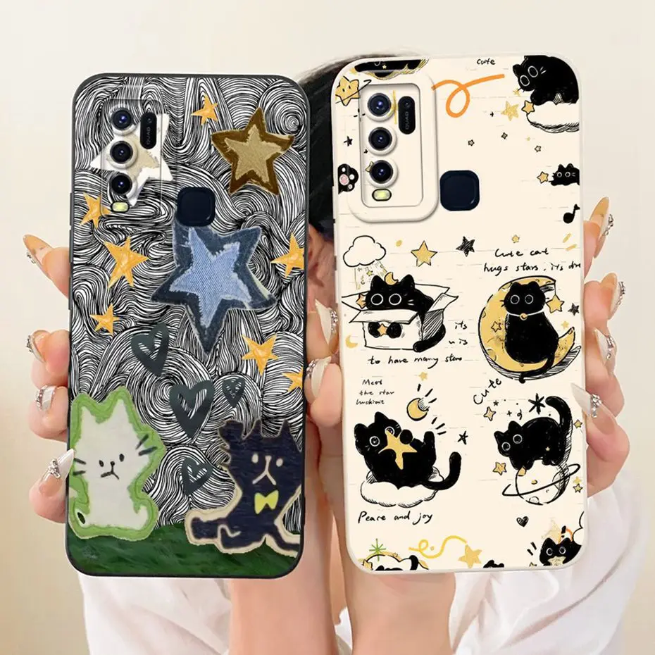 Funda de teléfono con estampado bonito para Vivo Y50 Y30i Y30 1938 1935 fundas de silicona suave a prueba de golpes para Vivo Y30 Y30i Y50 cubre parachoques