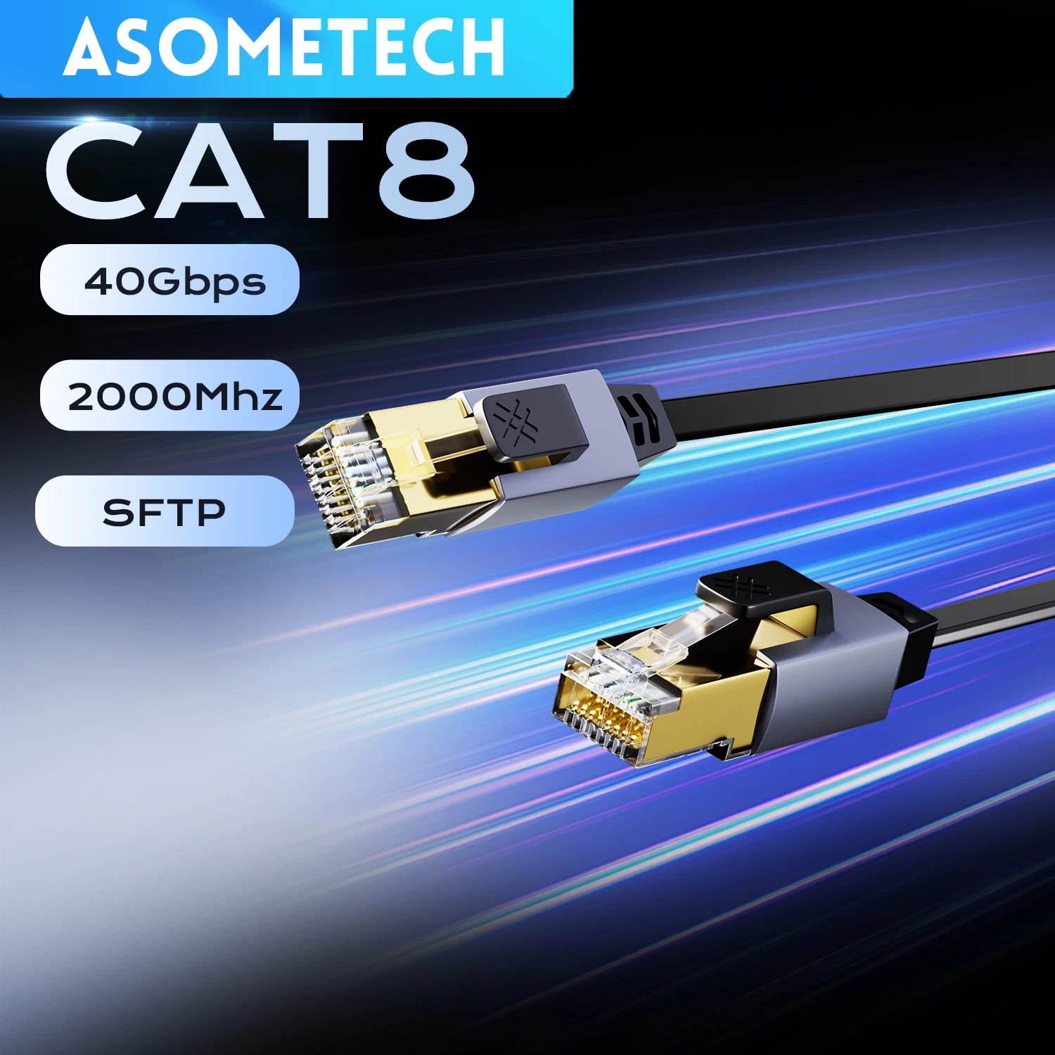 Cable Ethernet CAT8 40Gbps 2000MHz CAT 8 red Internet Cable Lan de conexión de alta velocidad para portátiles enrutador módem TV Cable RJ45