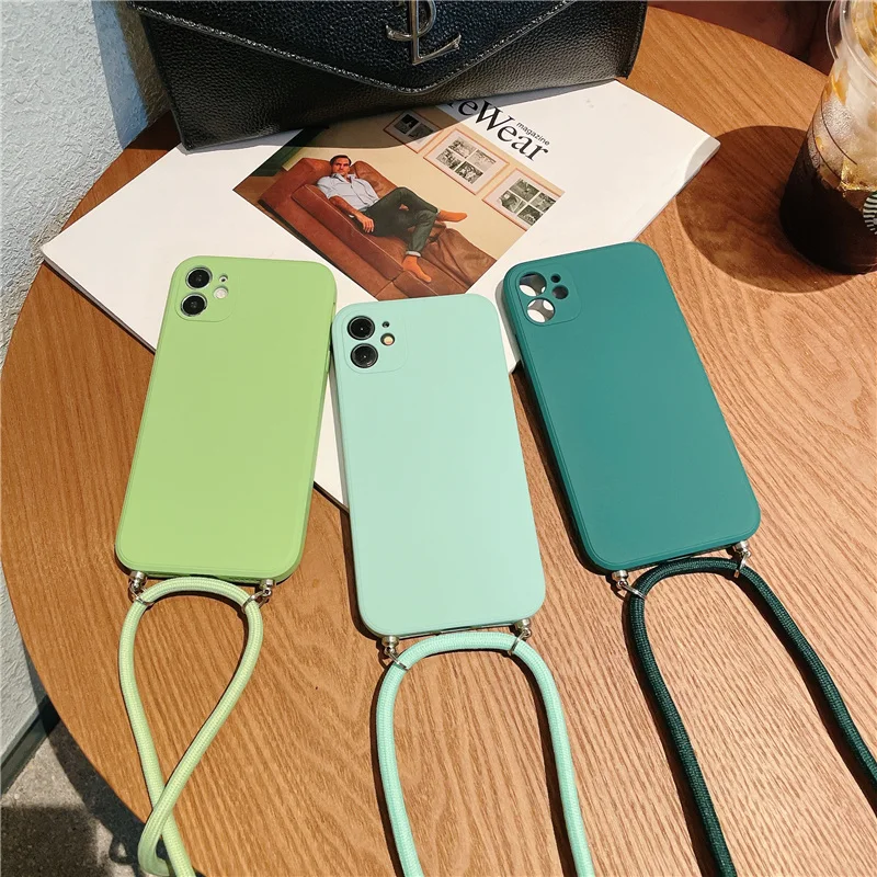 Funda de teléfono de silicona con cordón y correa para collar cruzado para Xiaomi POCO X3 NFC X2 F2 X4 M4 Pro F3 GT