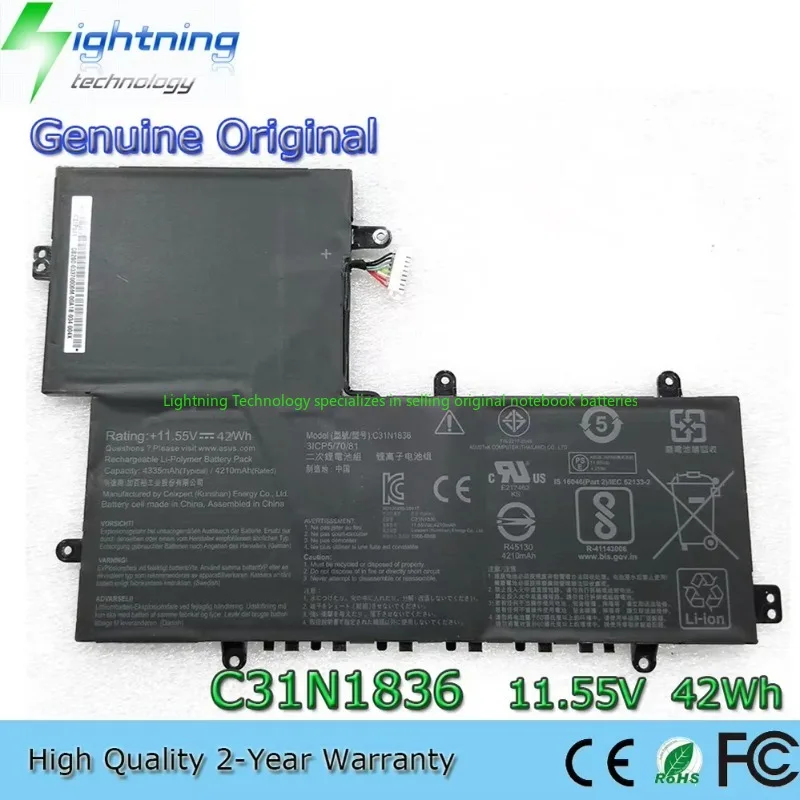 2025 Año Original C31N1836 11,55 V 42Wh batería de portátil para Asus Chromebook Flip C214MA C204MA 0B200-03370100 0B200-03370000
