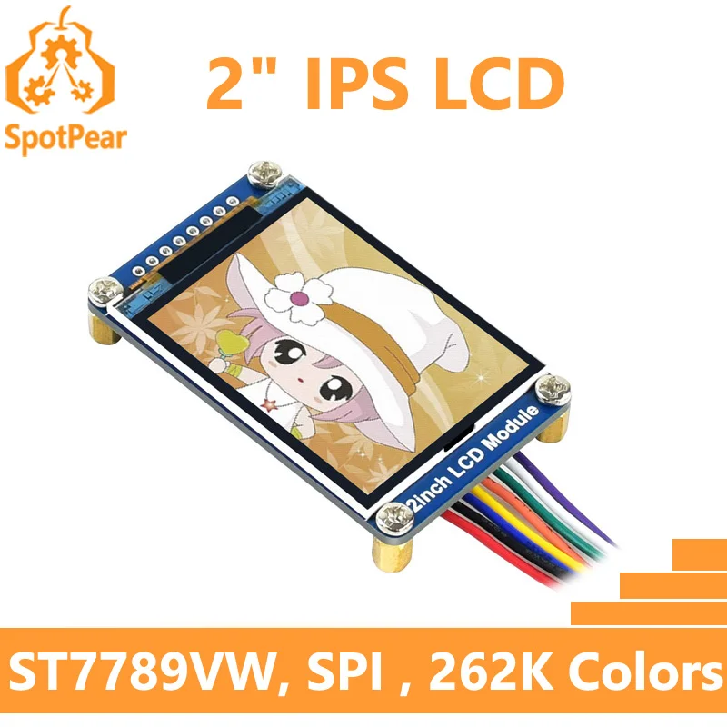 Waveshare Pantalla IPS de 2 pulgadas Interfaz SPI 240 × 320 Módulo de pantalla LCD de 2 pulgadas para Arduino/STM32 / Raspberry Pi / VisionFive2