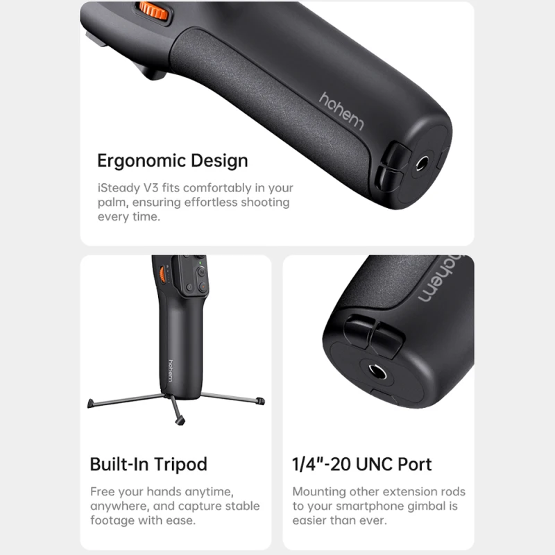 Hohem iSteady V3 estabilizador de cardán extensible de 3 ejes para teléfono inteligente, Control de gestos de cardán para Vlog, trípode de relleno de luz LED incorporado - imagen 3