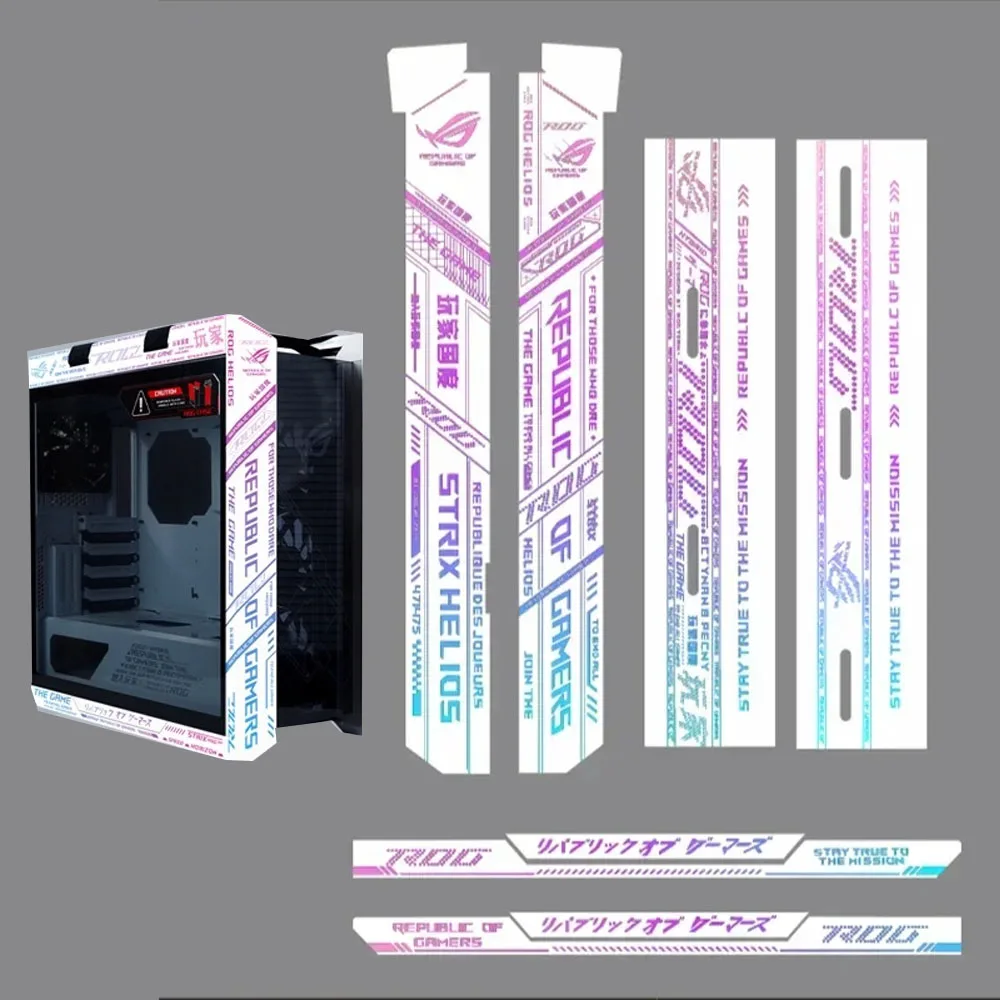 Pegatinas MOD Anime para funda de jugadores ROG Strix Helios, DIY GX601 gabinete de juegos cubierta de pegatina de gamuza decorativa Kit de 8 Uds - imagen 2