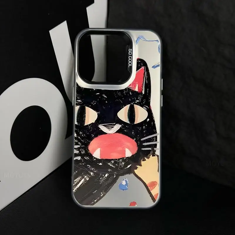 Funda de gato Angry Doodle para Iphone, cubierta de acrílico duro a prueba de golpes, mate, IMD, 15 Pro Max, 11, 12, 13, 14 Pro Max, XS Max, XR - imagen 4